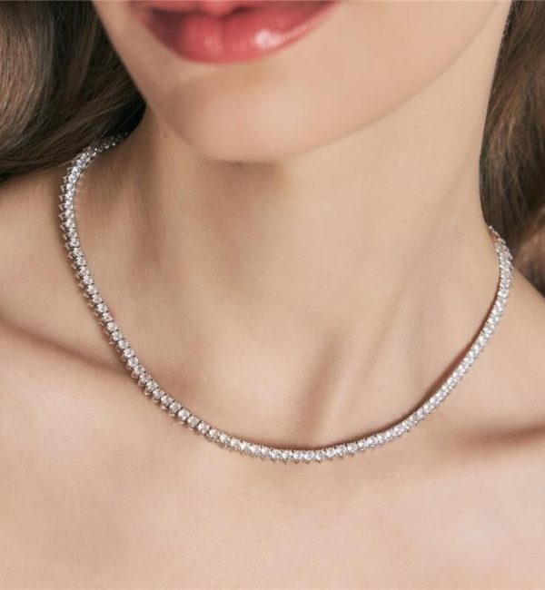 Colar Riviera Banho Ródio - Zircônia Gota Transparente 3 MM 42 CM Fecho Joia