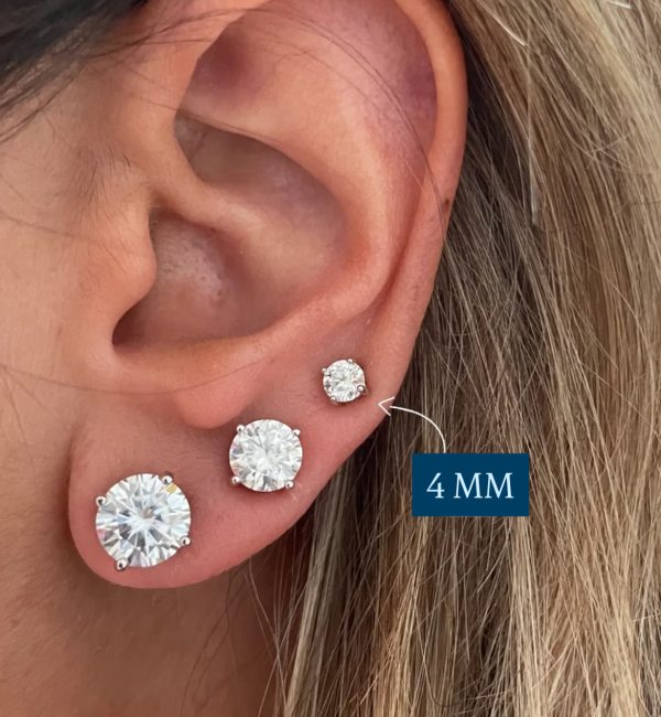 Brinco Prata 925 - Pedra Moissanite 4.0MM 0.3 Carat